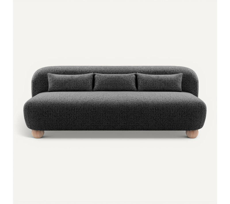 Suna - Canapé Droit Tissu Chiné 3 Places - Noir