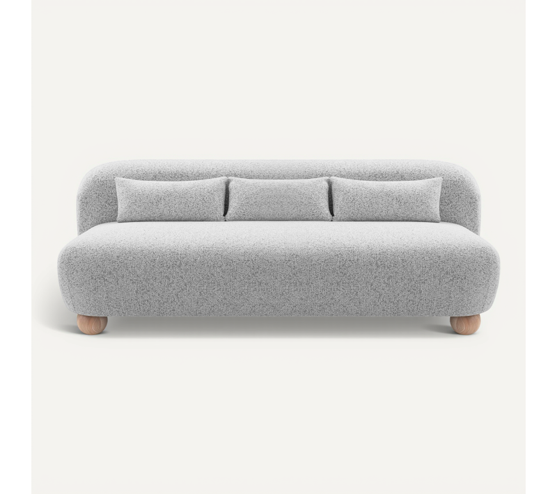 Suna - Canapé Droit Tissu Chiné 3 Places - Gris
