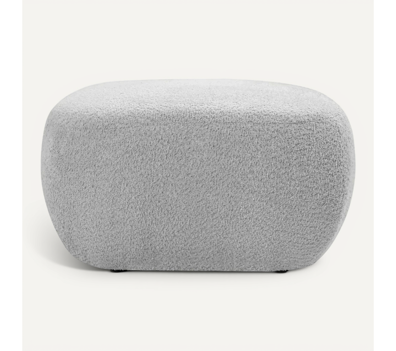 Santiago - Pouf En Tissu Bouclette Gris Clair 75x75x39 Cm