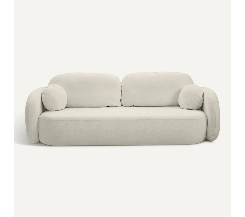 Santiago - Canapé Droit Convertible Tissu Bouclette 3 Places -beige