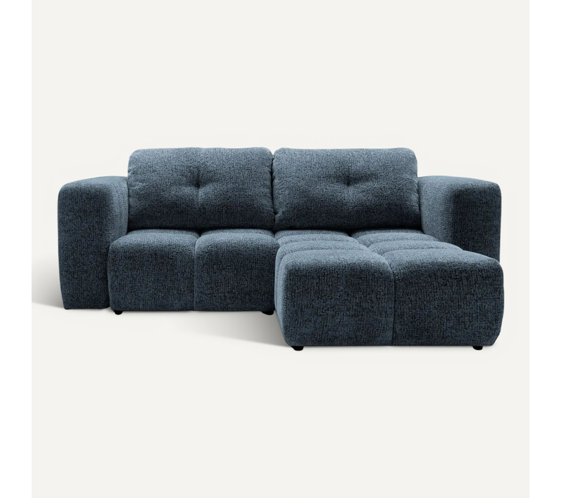 Romy Mini - Canapé D'angle Convertible Tissu Chenille 2 Places - Bleu