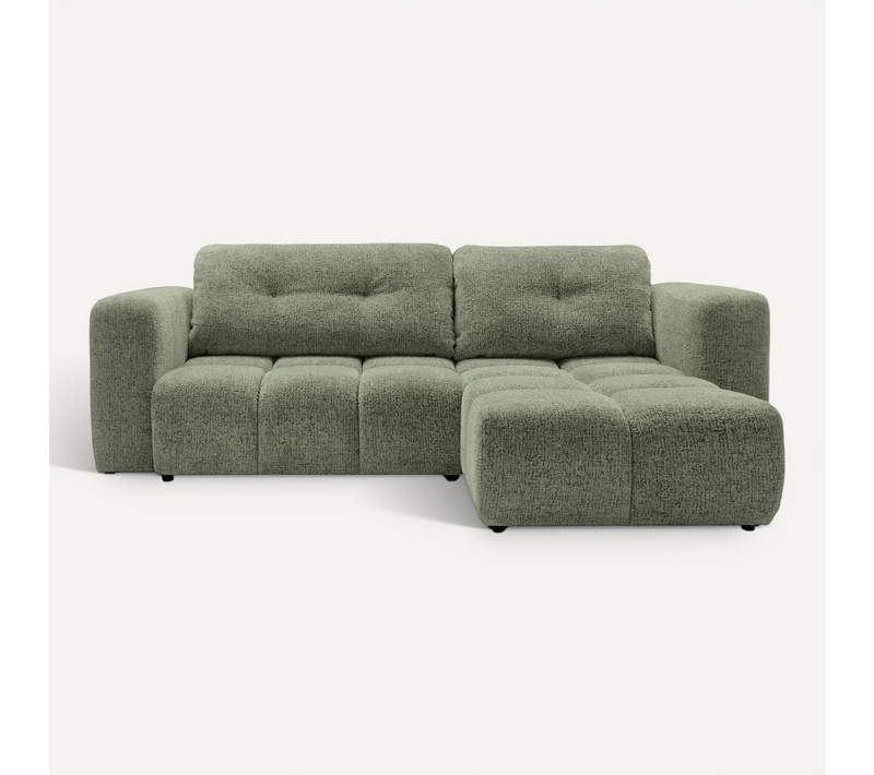 Romy 3 Places - Canapé D'angle Convertible Tissu Chenille 3 Places - Vert