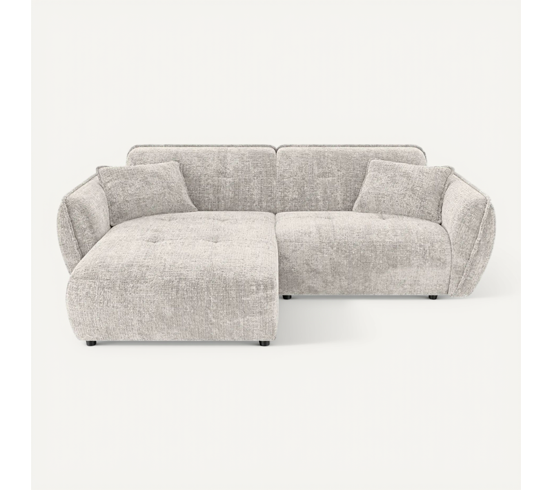 Mona - Canapé D'angle Tissu Chenille 4 Places - Gauche - Beige