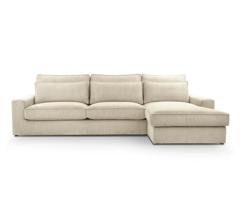 Milan - Canapé D'angle Velours Côtelé 3 Places - Gauche - Beige