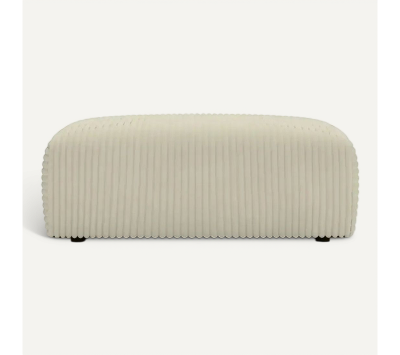 Mila - Pouf En Velours Côtelé Beige 110x72x40 Cm
