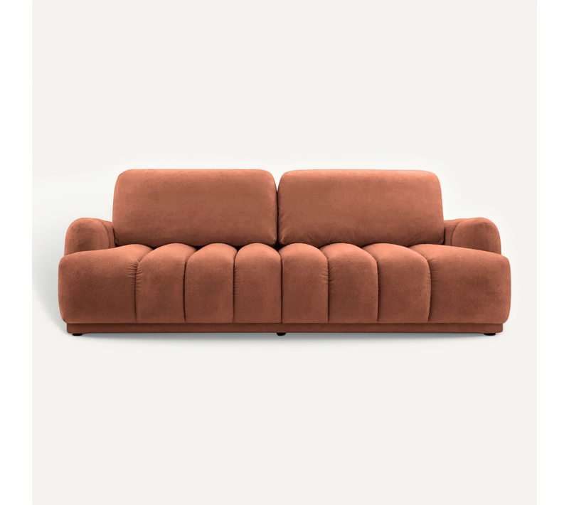 Maria - Canapé Droit Convertible Lisse 3 Places - Terracotta
