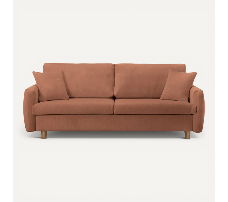 Lumie - Canapé Droit Convertible Velours Côtelé 2 Places - Terracotta