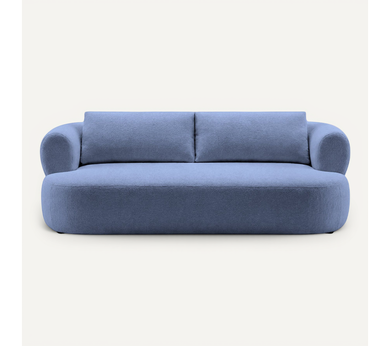 Elly - Canapé Droit Tissu Chenille 3 Places - Bleu
