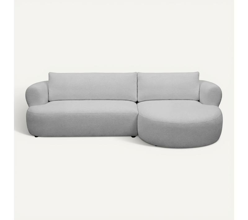 Elly - Canapé D'angle Tissu Chenille 4 Places - Droit - Gris Clair