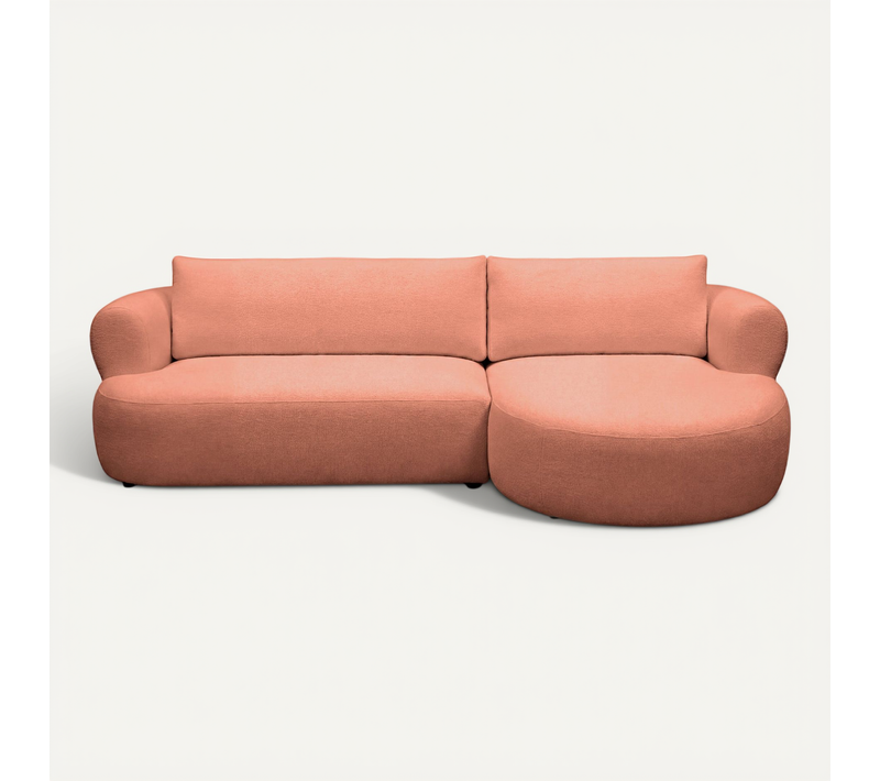 Elly - Canapé D'angle Tissu Chenille 4 Places - Droit - Terracotta