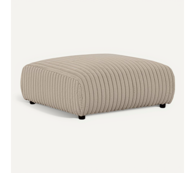 Caisa - Pouf En Velours Côtelé Café 88x88x37 Cm