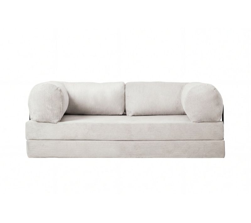 Cosima - Canapé Droit Convertible Velours Côtelé 3 Places - Beige