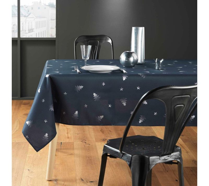 Nappes De Fêtes Polyester Sapin Argent Promo Linge