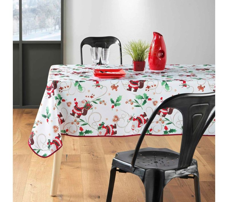Nappes Polyester Père Noël Blanc Promo Linge
