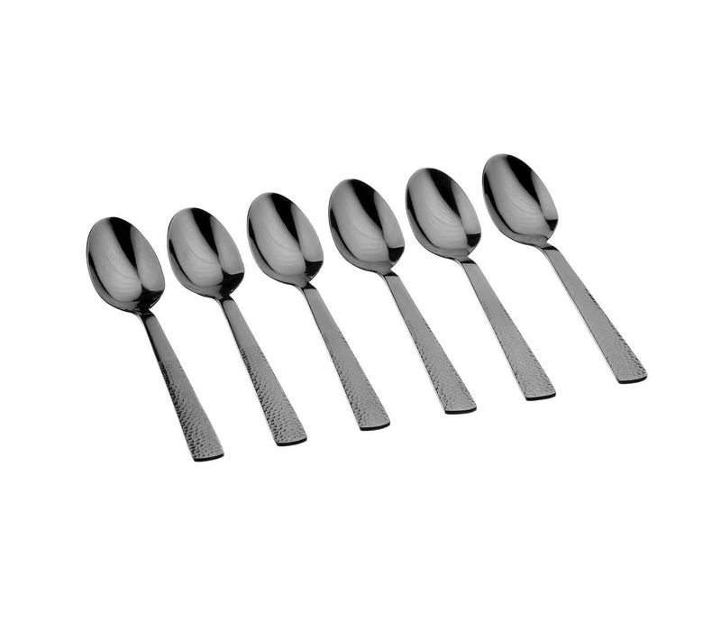 Lot De 6 Petites Cuillères En Inox Noir D
