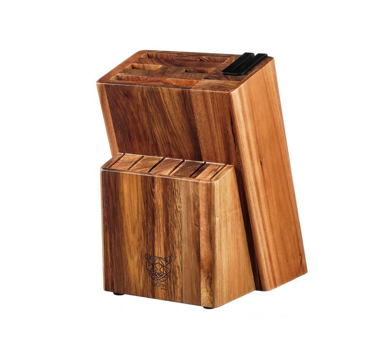 Lot De 2 Blocs Couteaux En Bois Marron D
