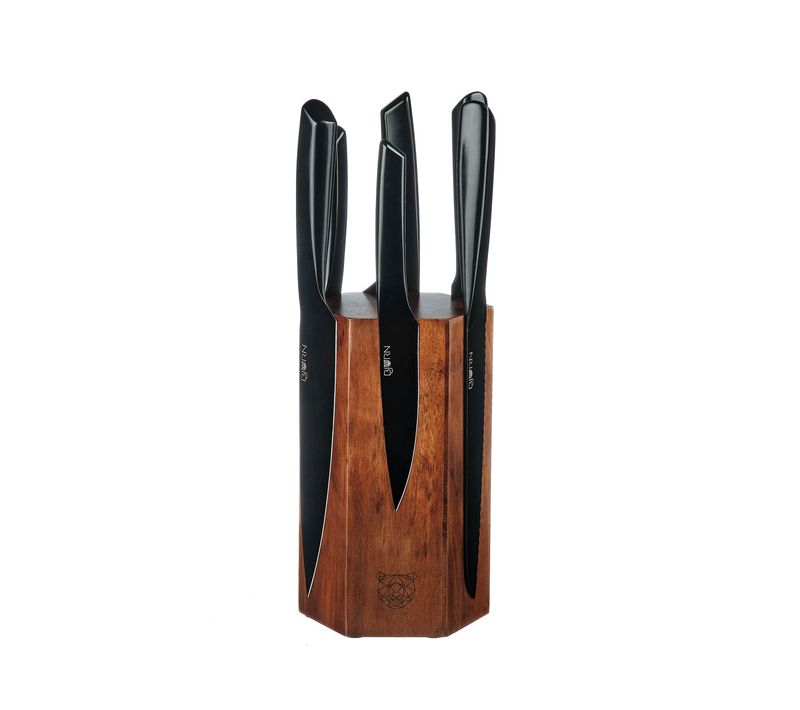 Lot De 7 Couteaux De Cuisine En Inox Noir D
