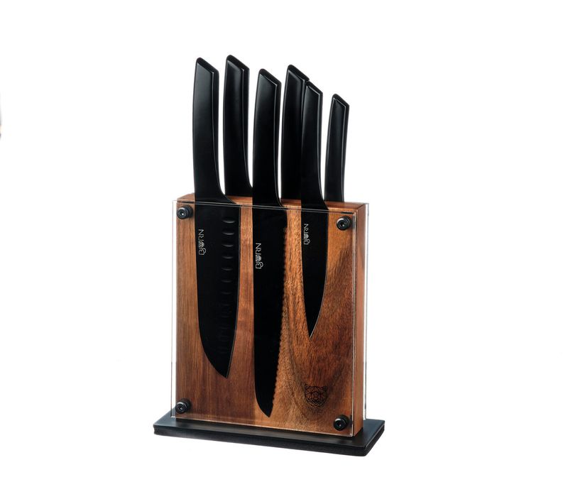 Lot De 7 Couteaux De Cuisine En Inox Noir D