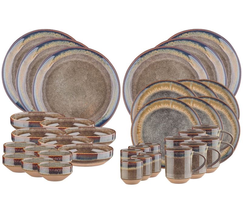 Lot De 36 Set Complet En Grès Marron D