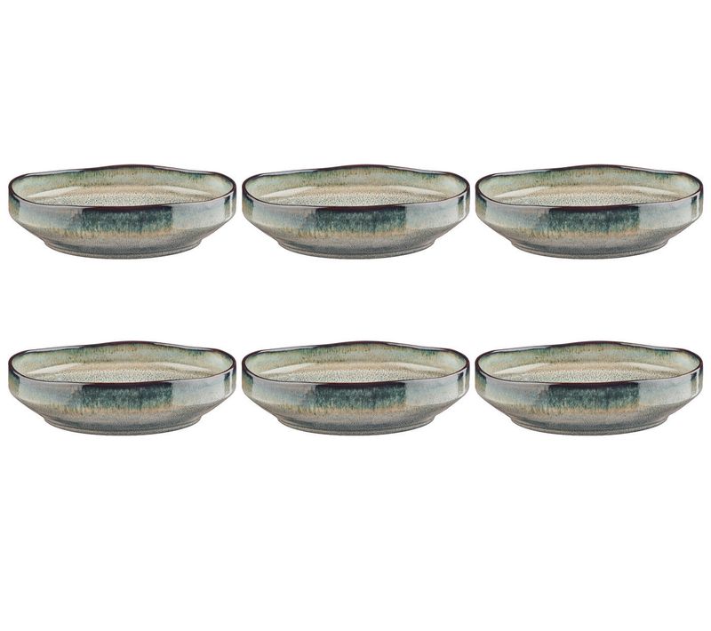 Lot De 6 Assiettes Creuses En Grès Gris D21