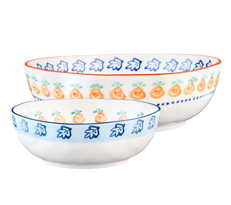 Lot De 2 Saladiers En Porcelaine De Haute Qualité (grade A), Peinte à La Main Blanc D