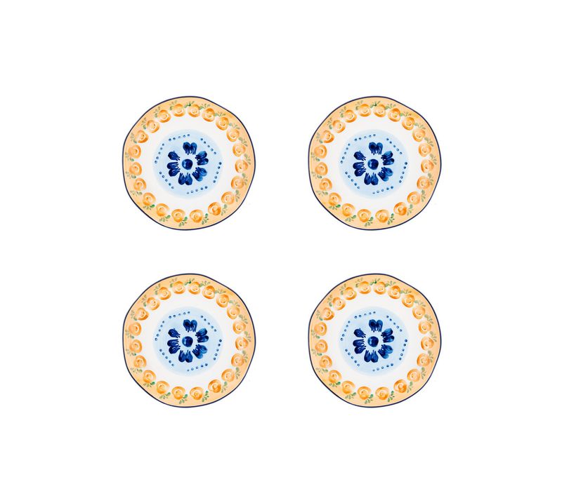 Lot De 4 Assiettes à Dessert En Porcelaine De Haute Qualité (grade A), Peinte à La Main Blanc D20