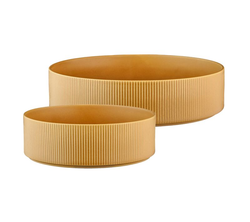 Lot De 2 Saladiers En Grès Jaune D