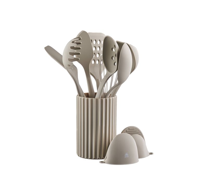 Lot De 11 Ustensiles De Cuisine En Bois Beige D