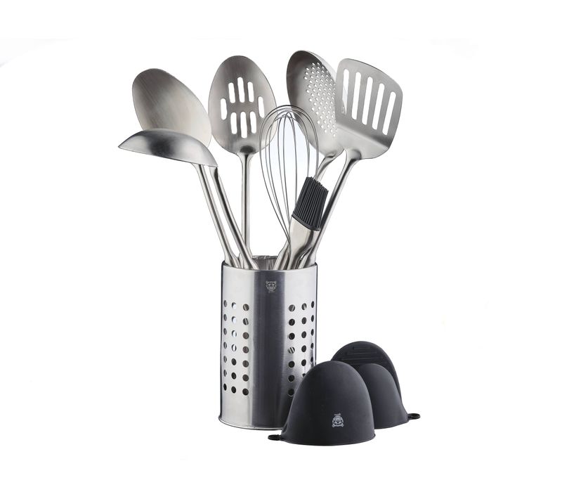 Lot De 10 Ustensiles De Cuisine En Inox Gris D