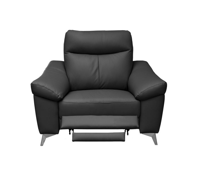 Fauteuil 1 Place Relax Électrique Louis En Cuir Noir