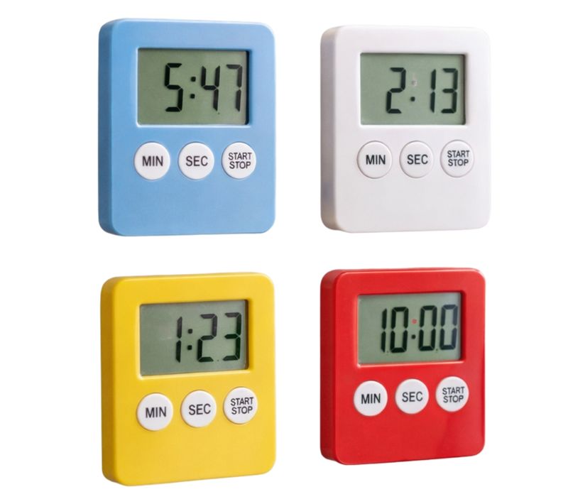 Minuteur Électronique De Cuisine Magnétique – Pile Incluse, Fixation Réfrigérateur Ou Hotte – Couleu