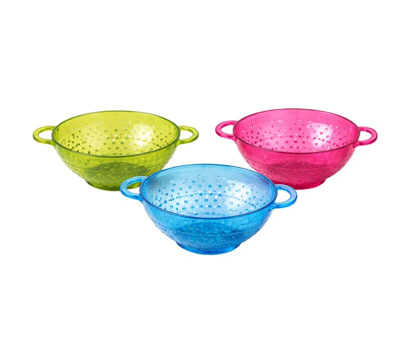 Set De 3 Passoires 15 Cm Colorées En Plastique – Égouttage Pratique, Légères Et Compatibles Lave-vai