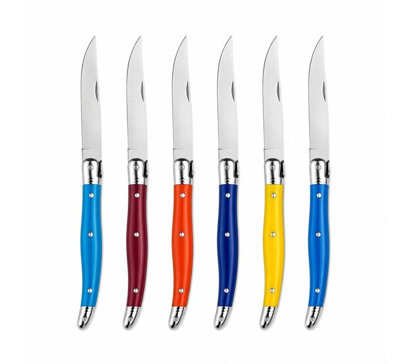 Set De 6 Couteaux De Table 23 Cm à Manches Colorés – Couteaux De Cuisine Pour Repas Quotidien