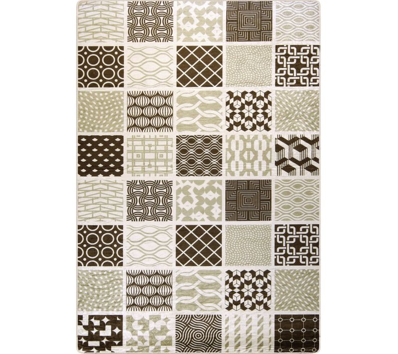 Tapis De Cuisine Carreaux De Ciment Marron - 90x130cm