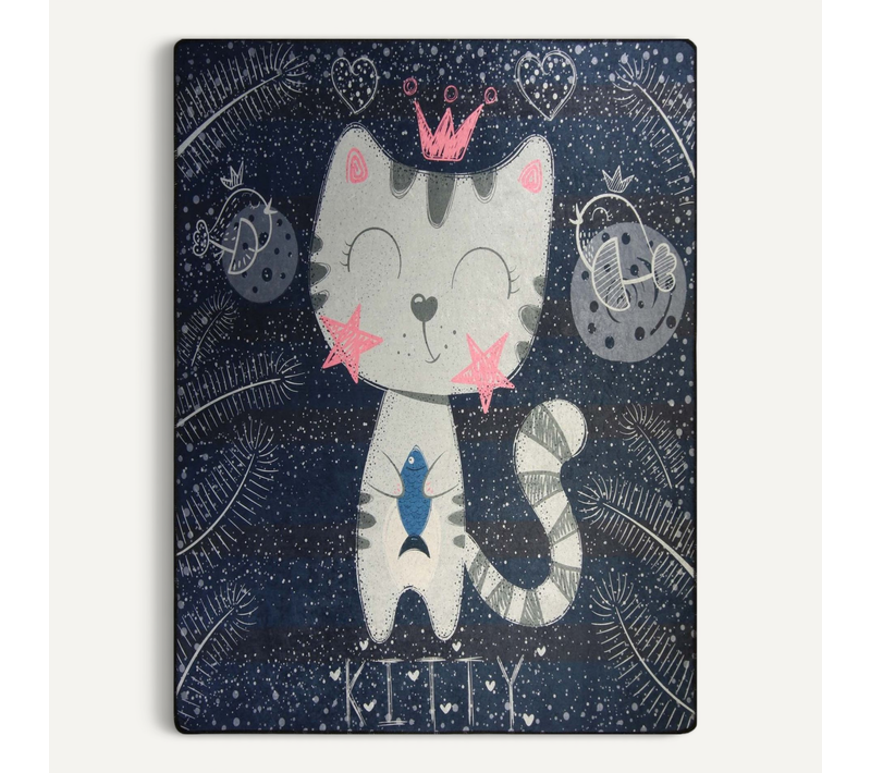 Tapis Enfant Kitty Bleu Marine - 120x160cm