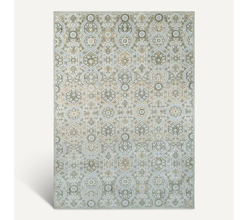 Tapis Oriental Vert Beige Nantes 590 Vert - 80x150 Cm