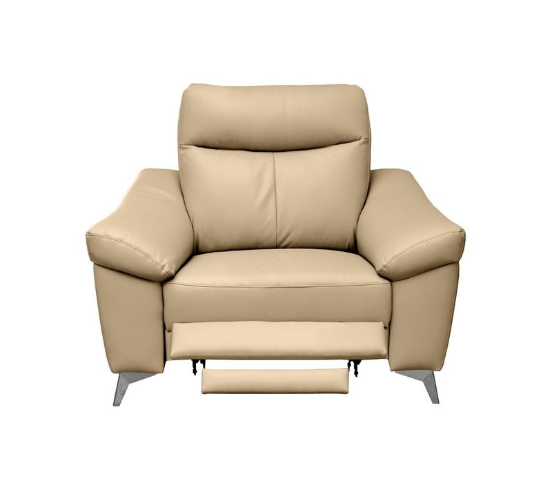 Fauteuil 1 Place Relax Électrique Louis En Cuir Beige