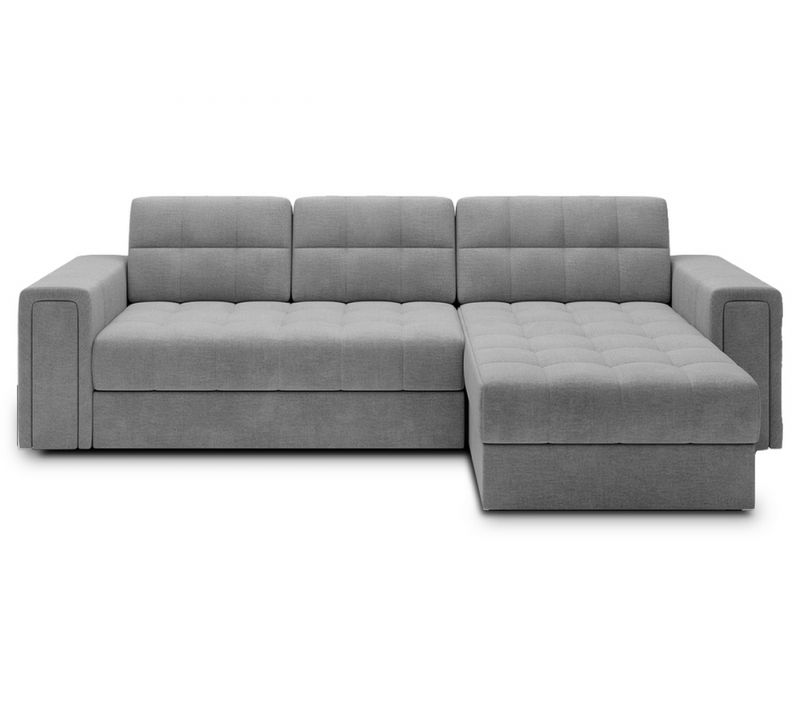 Canapé D'angle Convertible, Blendo - En Velours Luxe Gris, 4 Places, Angle Droit