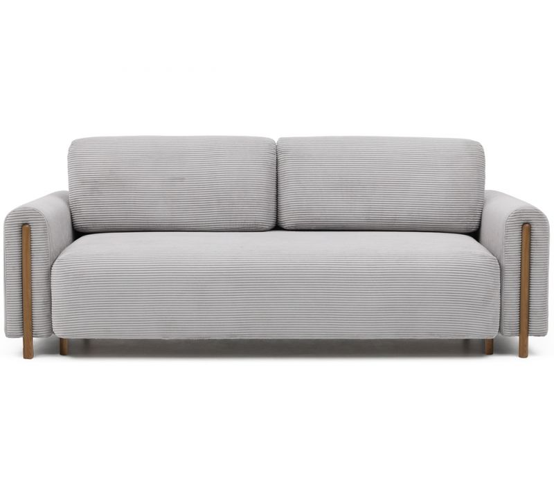 Canapé 3 Places Convertible Arcadio En Velours Côtelé Luxe Gris