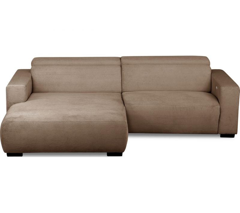 Canapé D'angle Avec Relax Électrique , Velours Cotelé Revano, Marron Angle Gauche