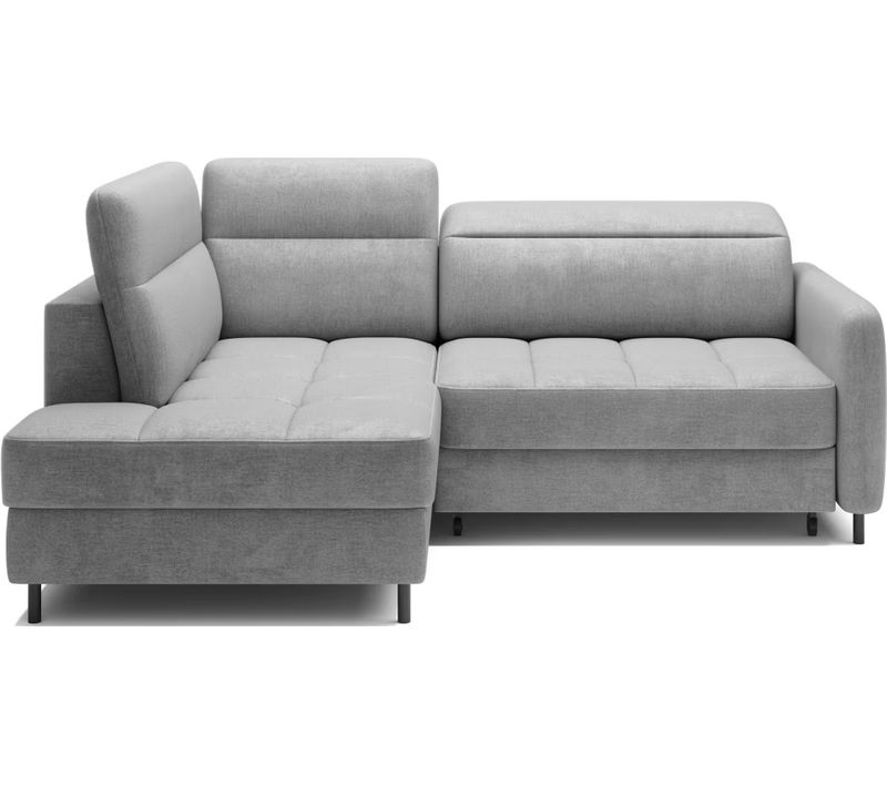 Canapé D'angle Convertible En Velours Gris Luxe 3 Places Bartoli, Angle Gauche