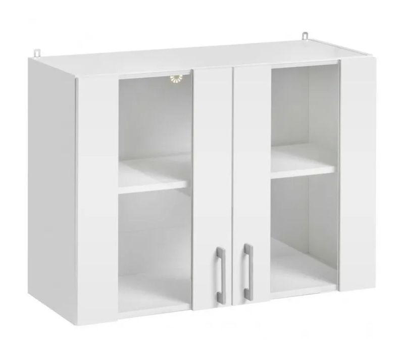 Meuble Haut De Cuisine Eco Blanc 2 Portes Vitrées L 80 Cm