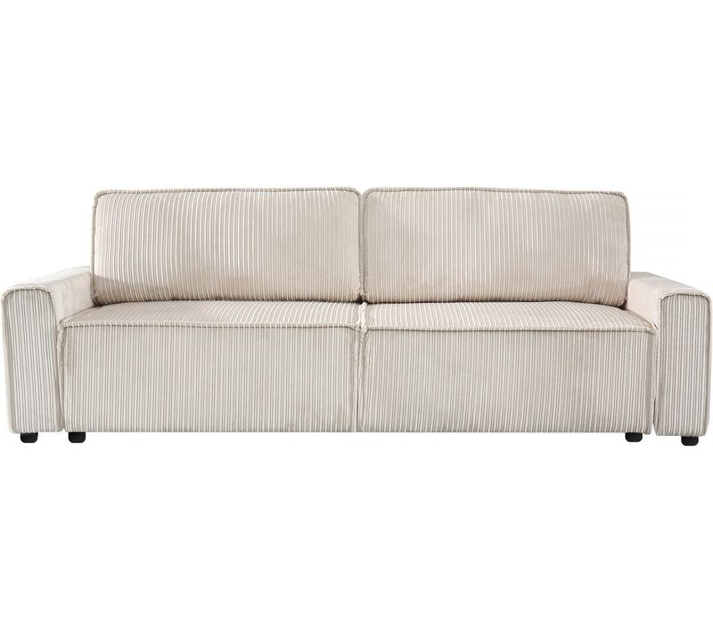 Canapé Convertible En Velours Côtelé "montaigne" -3 Places - Beige