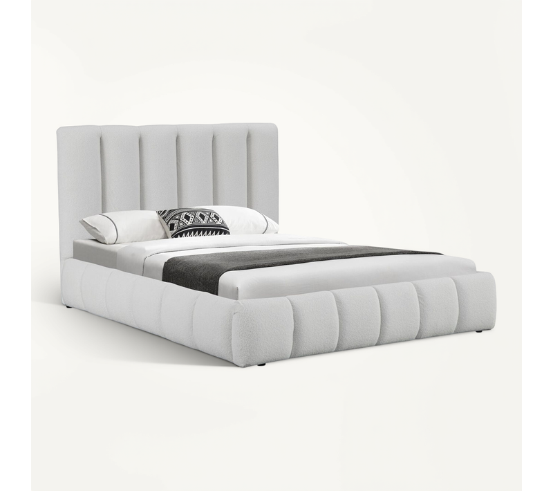 Lit Bouclette Avec Coffre "annie" - 140 X 190 Cm - Blanc