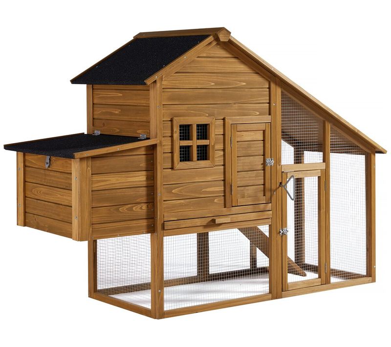 Poulailler "princesse" Avec Pondoir En Bois - 4 Poules - Marron