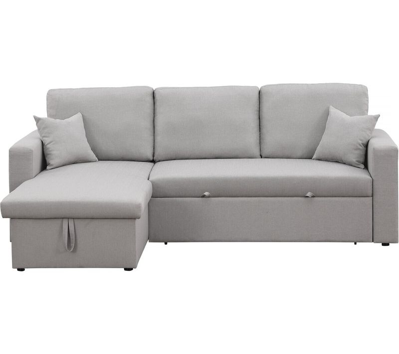 Canapé D'angle Convertible/ Réversible Avec Coffre "alain" - 3 Places - Gris Clair