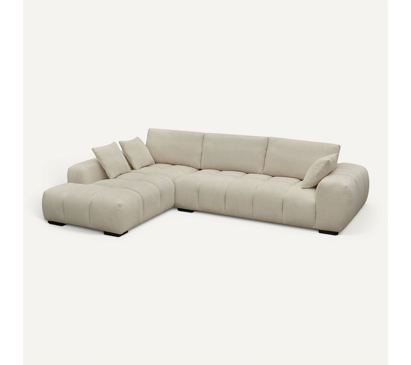 Canapé D'angle "monceau" Tissu Bubble  - 3 Places - Beige