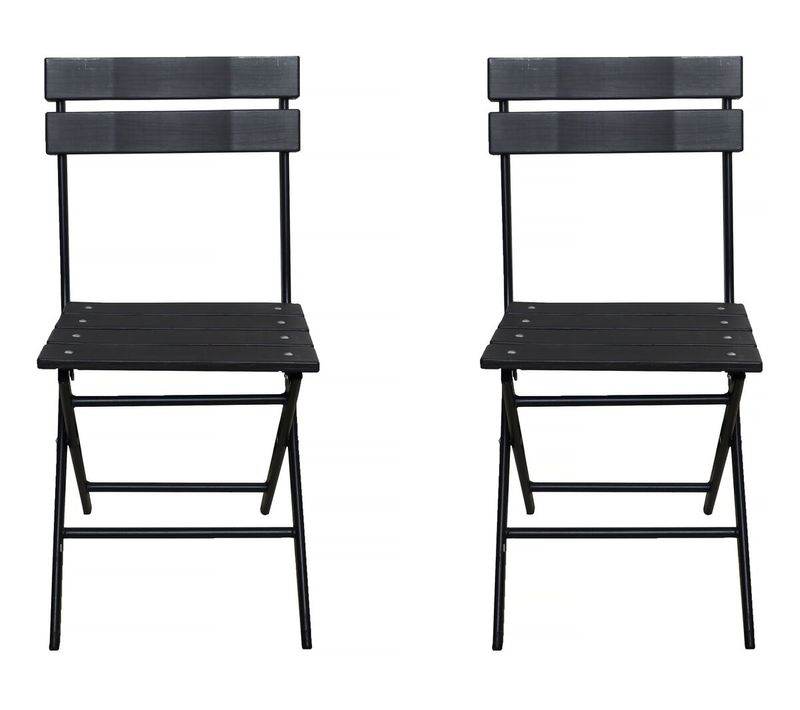 Lot De 2 Chaises De Jardin Pliable En Plastique "tenerife" - Gris Anthracite