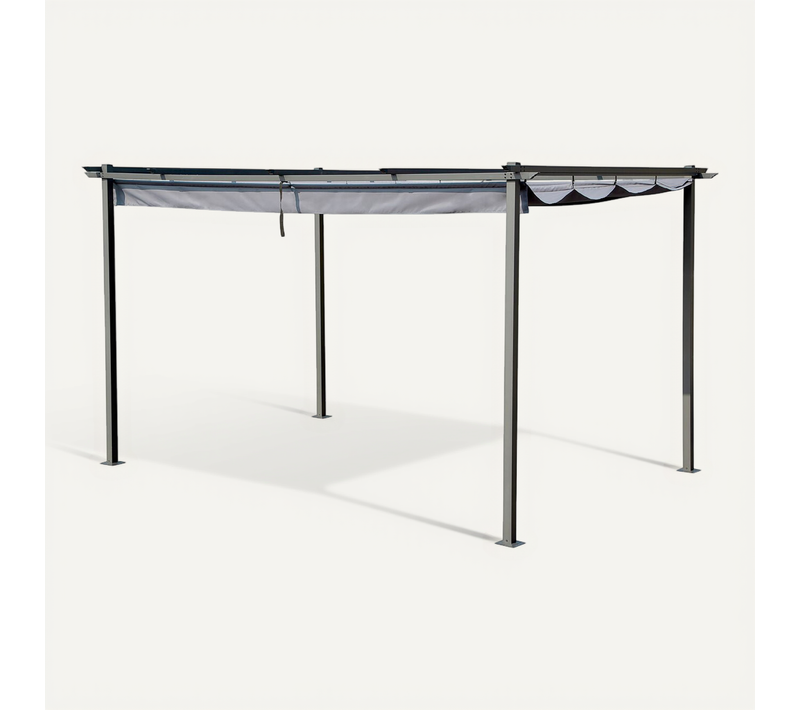 Pergola En Métal Avec Toit Rétractable - 3 X 4 M - Gris Anthracite
