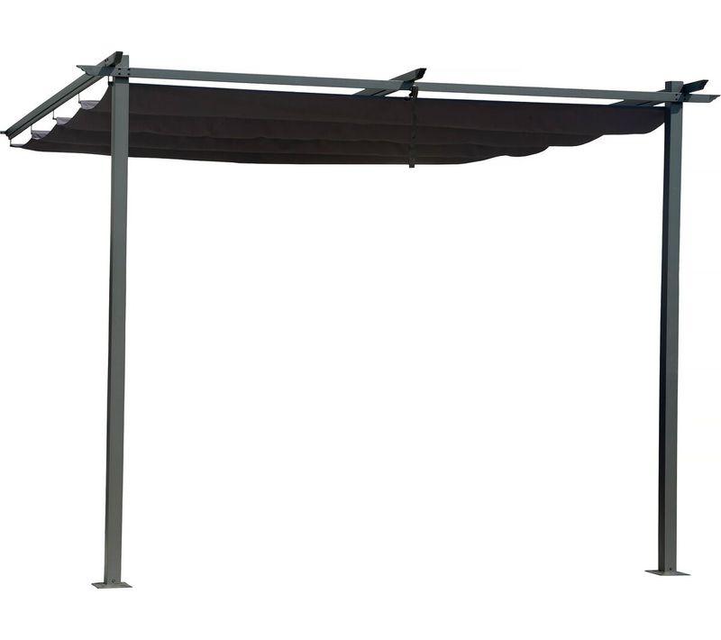 Pergola Adossée Avec Toit Rétractable - 3 X 3 M - Gris Anthracite